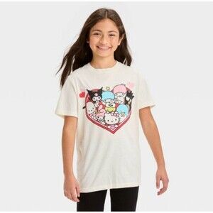 Hello Kitty & Friends Short Sleeve T-Shirt Hearts Valentine's Day Size XS